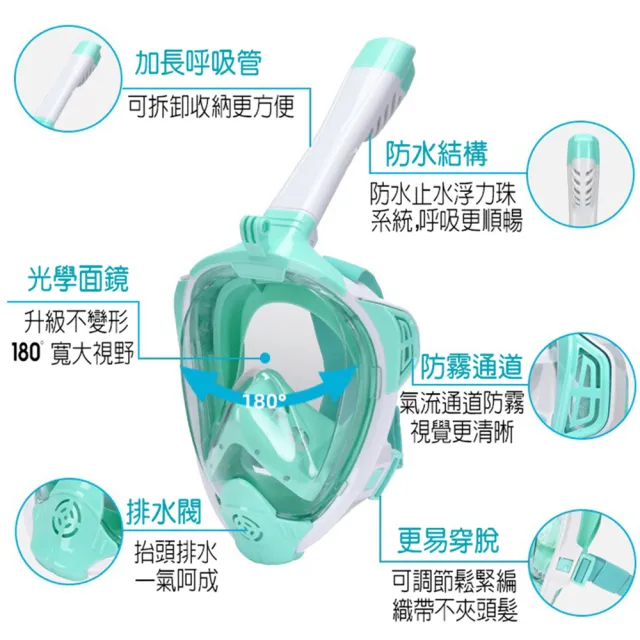 【寶盒百貨】新款六代 成人全罩式浮潛呼吸面罩 折疊浮潛 呼吸面罩(潛水鏡 泳鏡 鼻子呼吸管 游泳☆水神器)