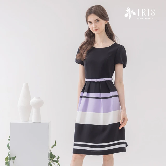 IRIS 艾莉詩 線條感撞色拼接洋裝-2色(42643) 推