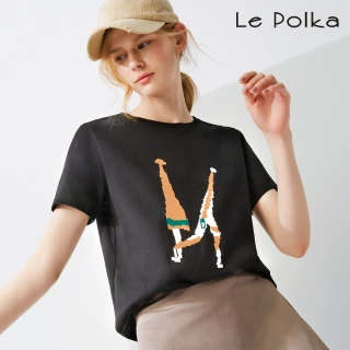 【Le Polka】幾何風格圖案T恤-女
