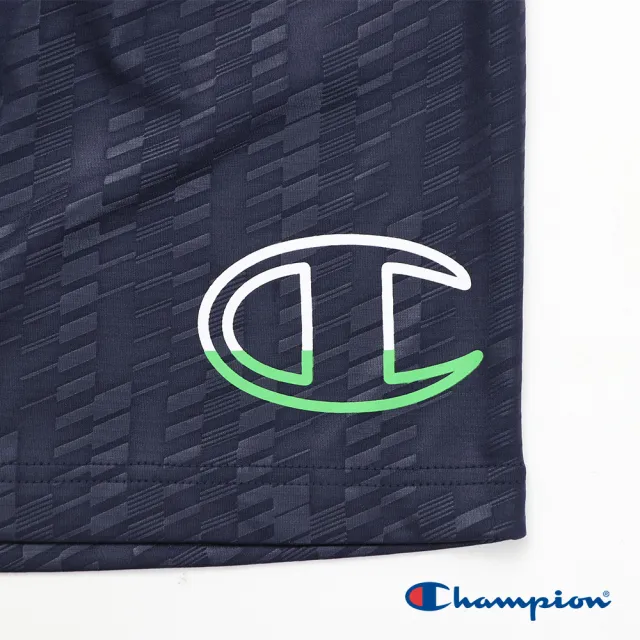 【Champion】官方直營-吸汗速乾Logo印花壓印運動短褲-童(深藍色)