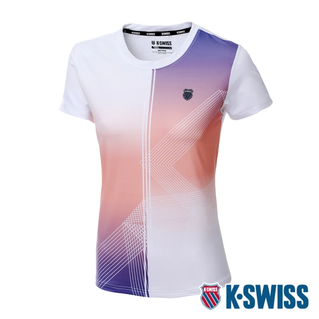 K-SWISS 涼感排汗T恤 PF Tee-女-白/紫橘(1910235-633)