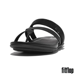 【FitFlop】GRACIE 水鑽皮革細帶夾腳涼鞋(黑色)
