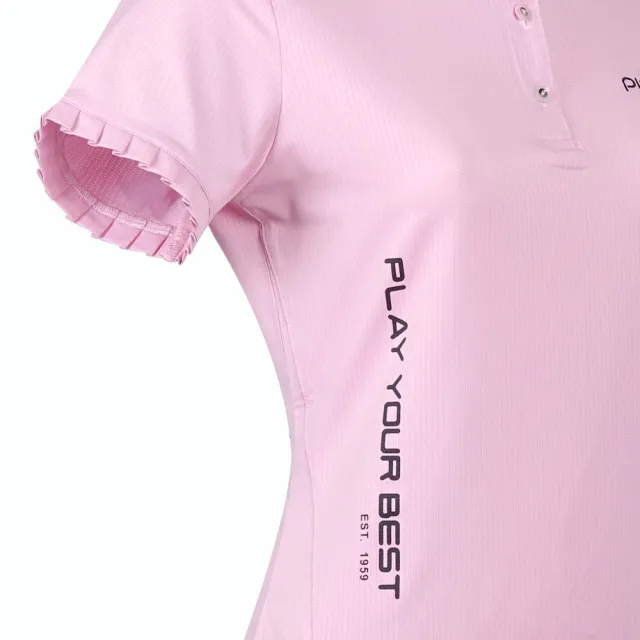 【PING】女款素面運動短袖POLO衫-粉紅(吸濕排汗/抗UV/GOLF/高爾夫球衫/RA23109-15)