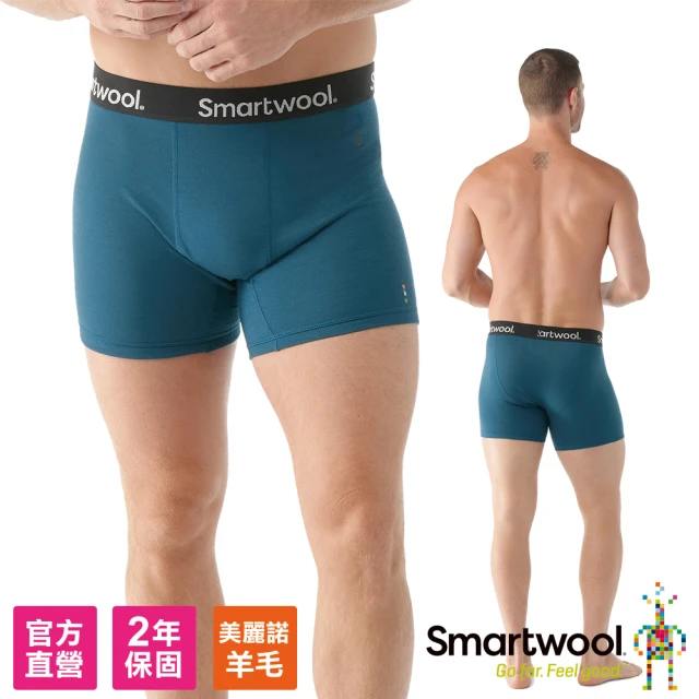 SmartWool官方直營 男合身四角褲 暮光藍(美麗諾羊毛 保暖 吸濕排汗 抗臭 內褲)