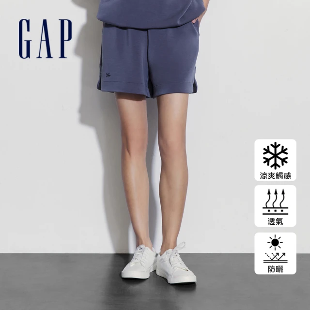 GAP 女裝 Logo純棉印花圓領短袖洋裝-黑色(51254