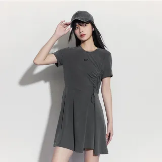 【GAP】女裝 Logo防曬圓領短袖洋裝-黑灰色(512502)