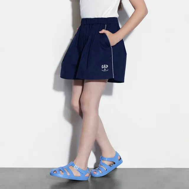 【GAP】女童裝 Logo印花鬆緊短褲-海軍藍(466718)