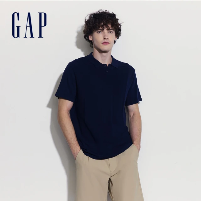 GAP 男裝 針織短袖POLO衫-海軍藍(464191)