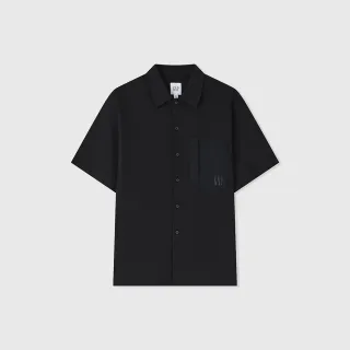 【GAP】男裝 Logo翻領短袖襯衫-黑色(464287)