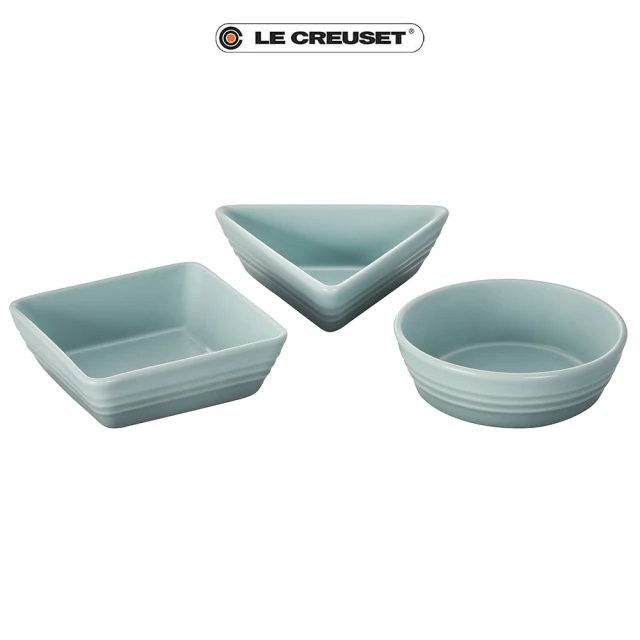 Le Creuset 瓷器幾何造型盤 3入(海洋之花)