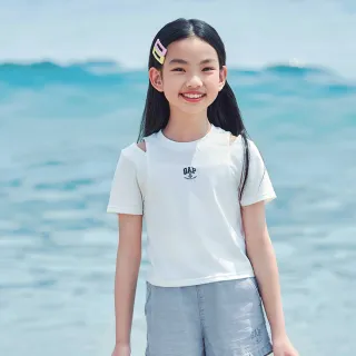 【GAP】女童裝 Logo印花圓領短袖T恤-白色(465951)