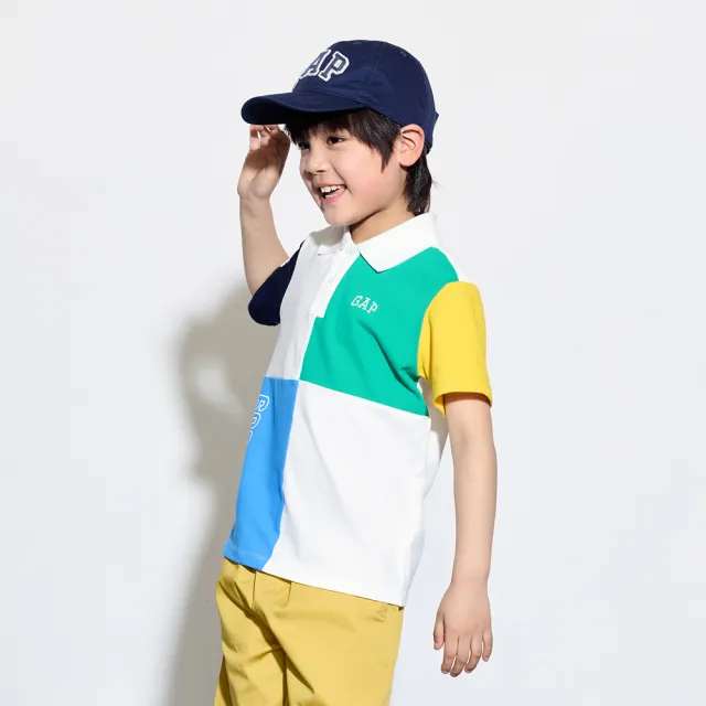 【GAP】男童裝 Logo印花短袖POLO衫-白色(466027)