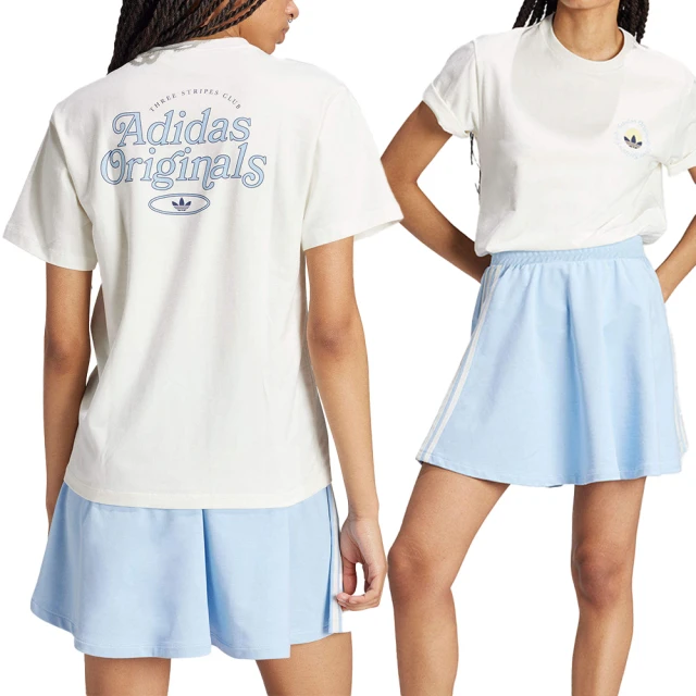 adidas 愛迪達 Graphic Tee 女款 米白色 上衣 休閒 印花 復古 圓領 T恤 短袖 IR7473