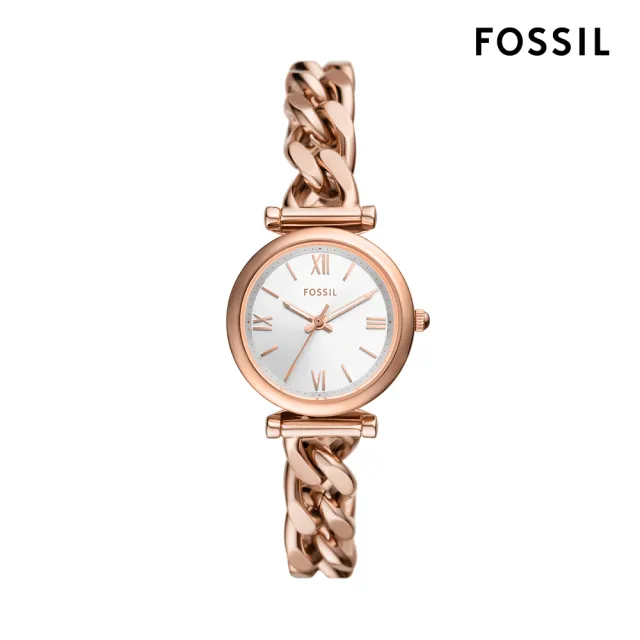 【FOSSIL 官方旗艦館】Carlie系列 羅馬時刻手鍊式女錶 不鏽鋼錶帶指針手錶 28MM(多色可選)