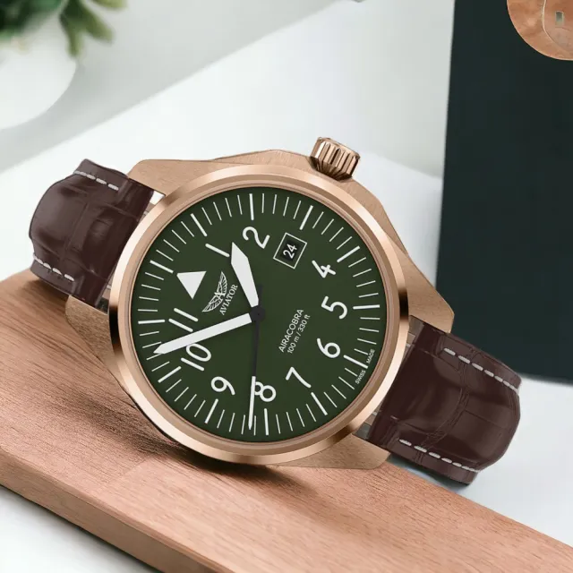 AVIATOR 飛行員 AIRACOBRA P43 TYPE A 飛行風格 腕錶 手錶 男錶(綠色-V13823194)