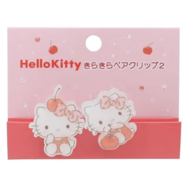 【小禮堂】Sanrio 三麗鷗 壓克力文具夾兩入組 - 蘋果款 Kitty 美樂蒂 酷洛米 布丁狗(平輸品)