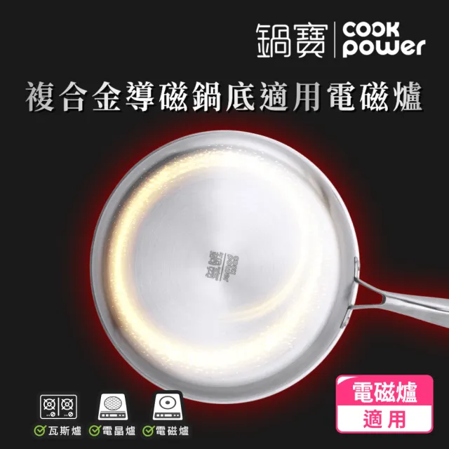 【CookPower 鍋寶】七層壓鑄不沾鍋316不鏽鋼蜂巢深煎鍋28CM-含蓋(IH/電磁爐適用)