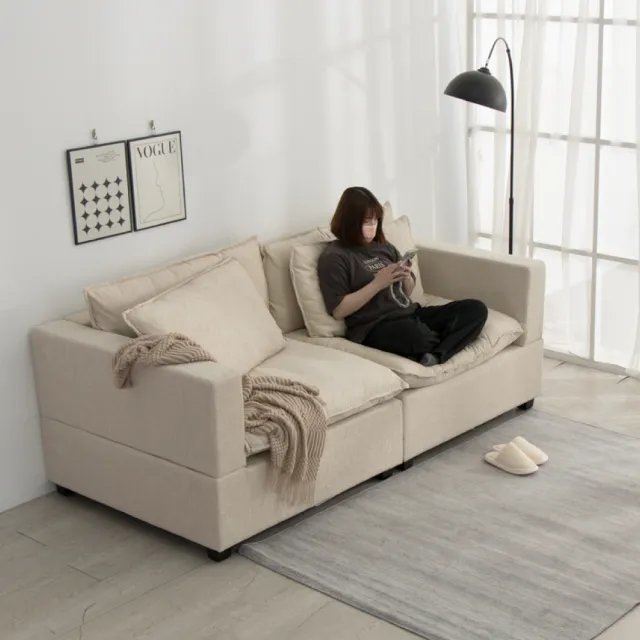 【IDEA】皮諾加深雙靠枕舒適雙人沙發/布沙發