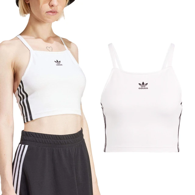 adidas 愛迪達 3 S Crop Top 女款 白色 運動 慢跑 短版 三葉草 無袖 背心 IN8377