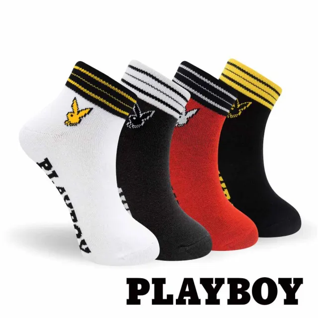 【PLAYBOY】8雙組亮彩線性棉襪(女襪/短襪/學生襪/休閒襪)