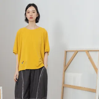 【MOSS CLUB】縫紉用具印花短袖上衣(藍 綠 黃/魅力商品)