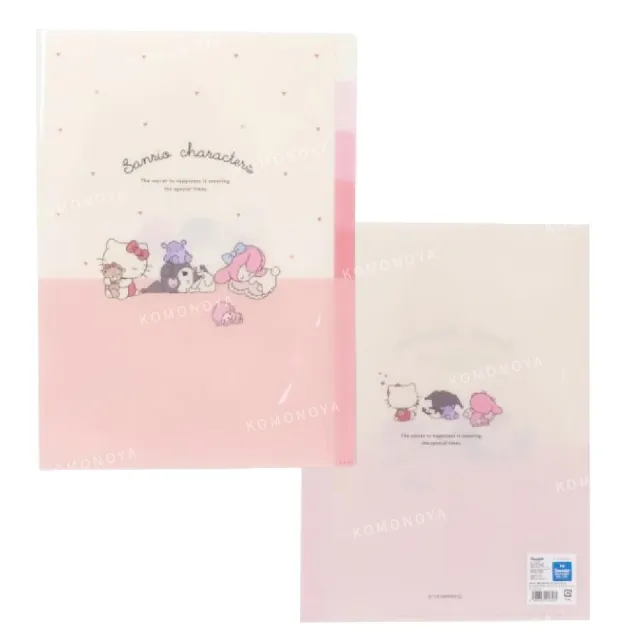 【小禮堂】Sanrio 三麗鷗大集合 A4五層資料夾 - 藍粉款(平輸品)