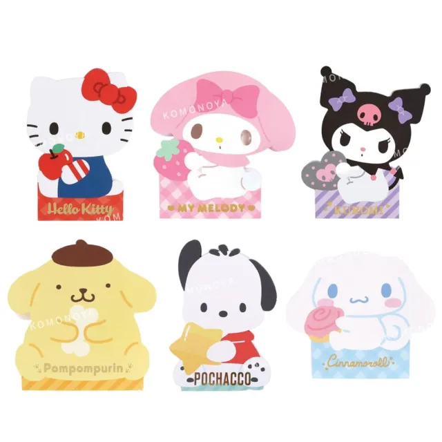 【小禮堂】Sanrio 三麗鷗 造型便條紙 - 側坐/坐姿款 Kitty 美樂蒂 酷洛米 布丁狗 大耳狗 帕恰狗(平輸品)