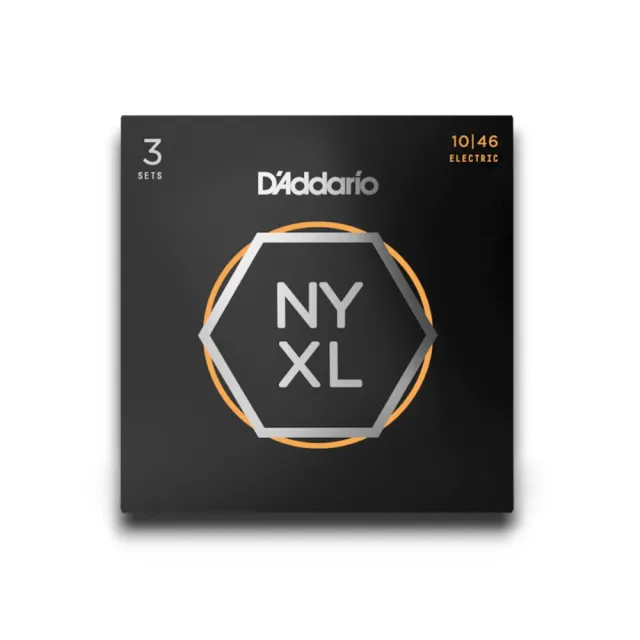 【D’Addario】卓越品質首選 三包裝鍍鎳鋼電吉他弦／NYXL1046-3P(電吉他弦 吉他弦 琴弦 結他弦)