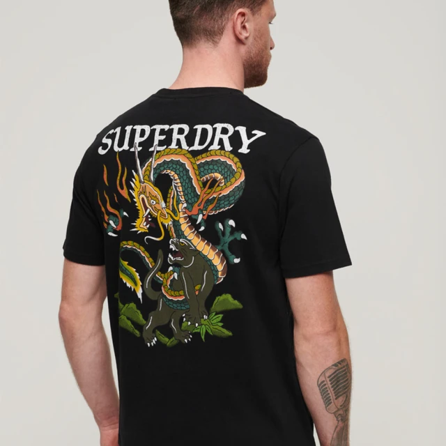 Superdry 男裝 短袖T恤 Tattoo Graphic Loose(水洗黑)