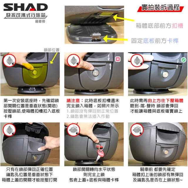 【SHAD】機車用 可攜式-快拆行旅箱SH26+減震墊S(原廠公司貨 SH26-41x40x28cm)