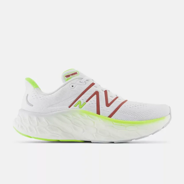 【NEW BALANCE】NB Fresh Foam X More v4 運動鞋 跑鞋 慢跑鞋 緩震 休閒鞋 厚底 男鞋 白綠紅(MMORCR4-2E)