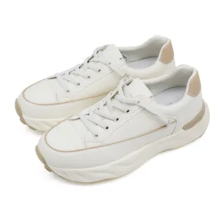 【Pelutini】免綁帶厚底雲朵皮質休閒鞋 白色(435102W-IV)