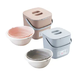 【Finger Pop 指選好物】廚餘瀝水桶8L+翻轉瀝水籃 優惠組(廚餘桶/瀝水桶/瀝水籃/廚房/洗菜)