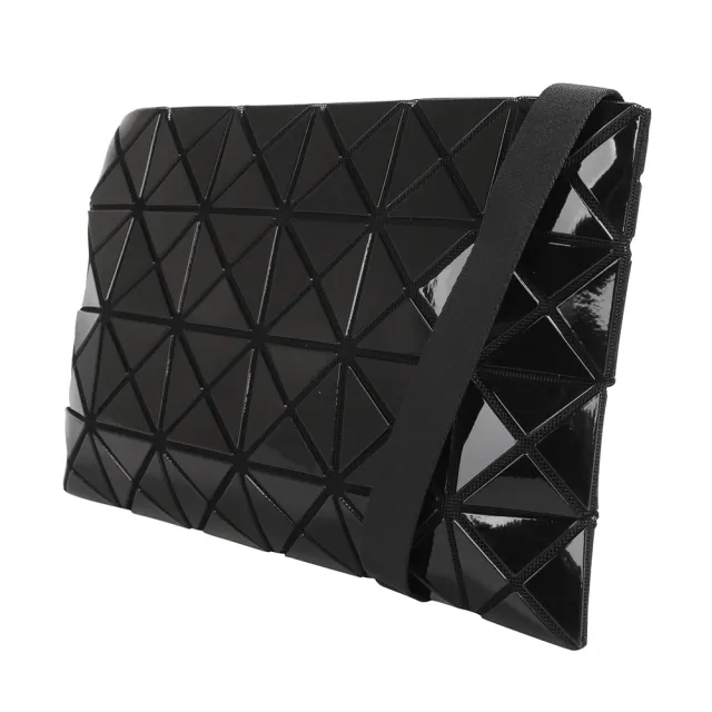 【ISSEY MIYAKE 三宅一生】BAOBAO 原色透光幾何方格4x6大格斜背包(亮黑)