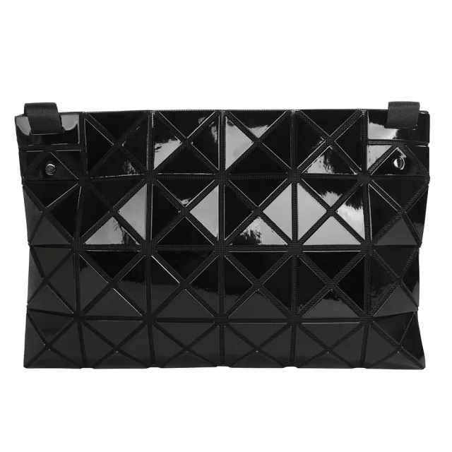【ISSEY MIYAKE 三宅一生】BAOBAO 原色透光幾何方格4x6大格斜背包(亮黑)