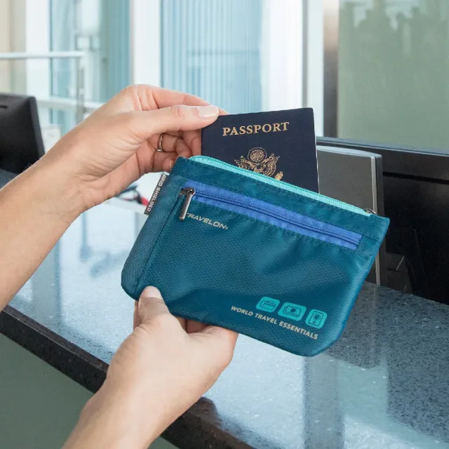 【Travelon】RFID防盜證件包2件 藍(卡片夾 識別證夾 名片夾 RFID辨識)