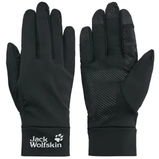 【Jack wolfskin 飛狼】涼感親膚抗UV可觸控手套(黑/一對)