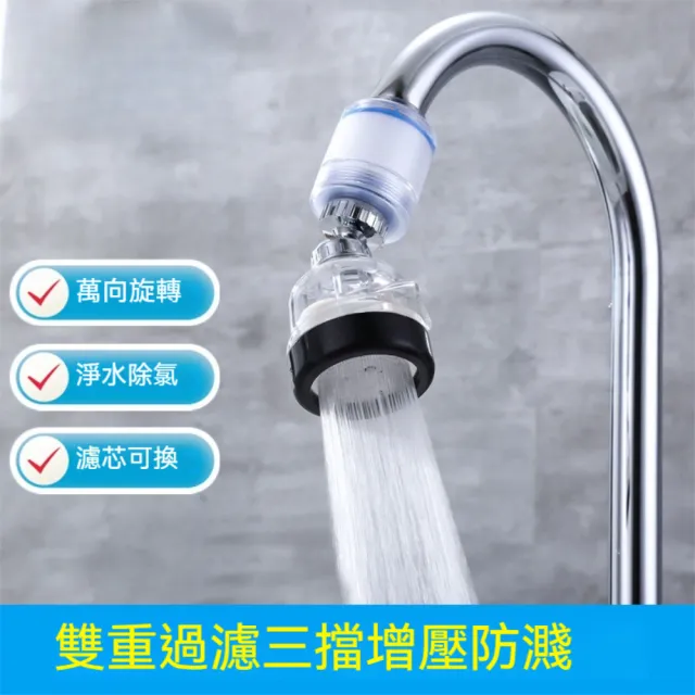 【Dagebeno荷生活】微米級PP綿防濺水過濾器 萬向水龍頭三檔濾水器(過濾器1組+濾芯2個)