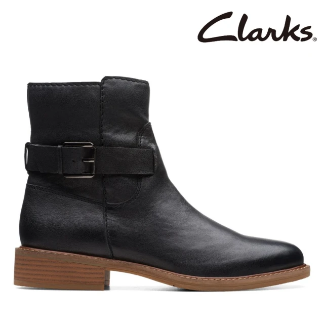 Clarks 女靴 Cologne Strap 個性飾釦異材質拼接短靴 真皮靴(CLF74771B)