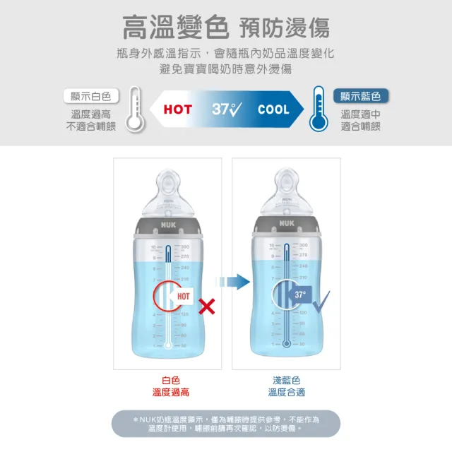 【NUK 官方直營】寬口徑PPSU感溫奶瓶300mL(顏色隨機出貨)