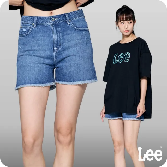 【Lee 官方旗艦】女裝 牛仔短褲 / 涼感 中腰經典款  中藍洗水(LL22014872A)