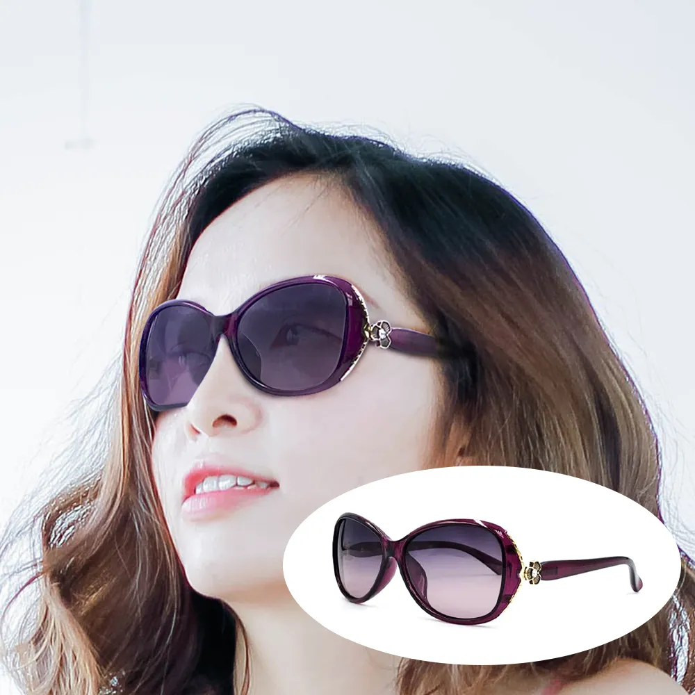 【GUGA】偏光太陽眼鏡 花朵鑲鑽款(UV400 抗紫外線 防爆鏡片 墨鏡 1857)