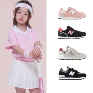 【NEW BALANCE】NB 童鞋 運動鞋 跑鞋 休閒鞋 574 373 中童 大童 黑灰白粉 魔鬼氈(PV574FOG-W&YV373AF2-W)