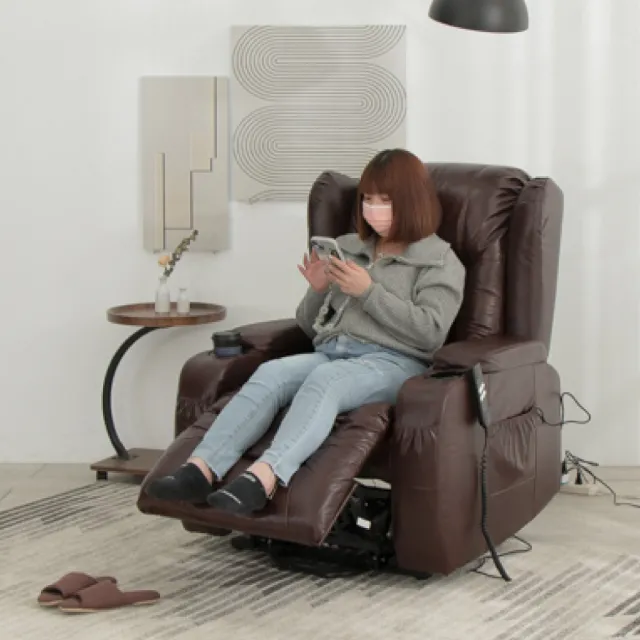 【IDEA】牛皮電動無段式按摩沙發躺椅/皮沙發(單人沙發 美甲椅 起身椅 孝親椅)