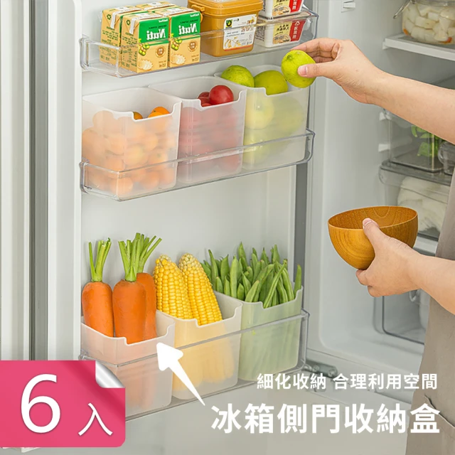 Dagebeno荷生活 冰箱側門保鮮層敞口收納整理盒 蔬果食材分類收納盒(6入)