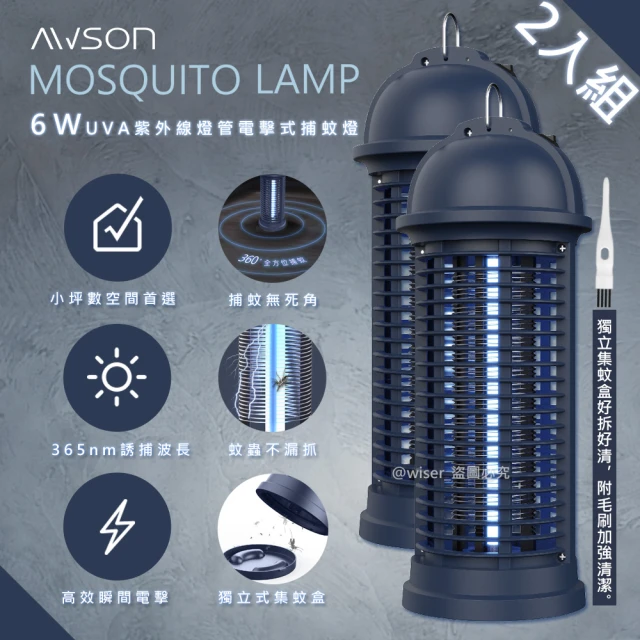 日本AWSON歐森 6W電擊式UVA燈管捕蚊燈/補蚊燈/AW-260(超值二入組)