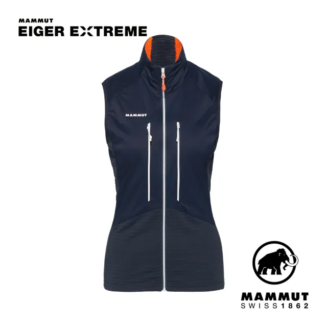 【Mammut 長毛象官方直營】Eiger Nordwand Hybrid Vest 極限艾格防風防潑水中層背心 夜藍 女款 #1014-05650