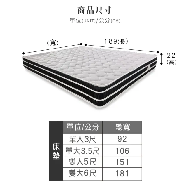 【ASSARI】全方位透氣硬式四線獨立筒床墊(雙大6尺)