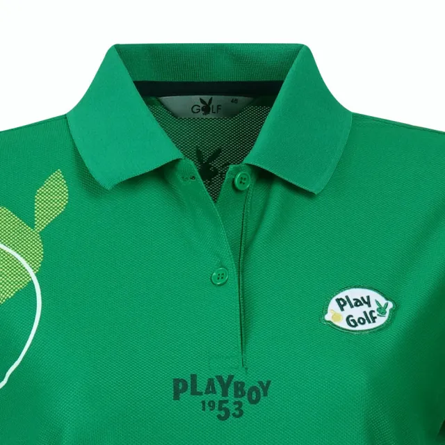 【PLAYBOY GOLF】女款水果印花高爾夫短袖POLO衫-綠(吸濕排汗/抗UV/高爾夫球衫/KA24105-45)