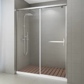 【ITAI 一太】霧銀色-一字二門淋浴門/強化玻璃/橫拉門(寬150-180cm內x高190cm 含安裝)